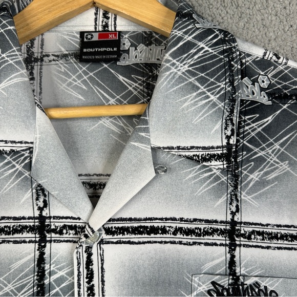 South Pole Shirt Mens Size XL Gray Loose Baggy Button Down Loop Collar Vintage - Picture 12 of 16